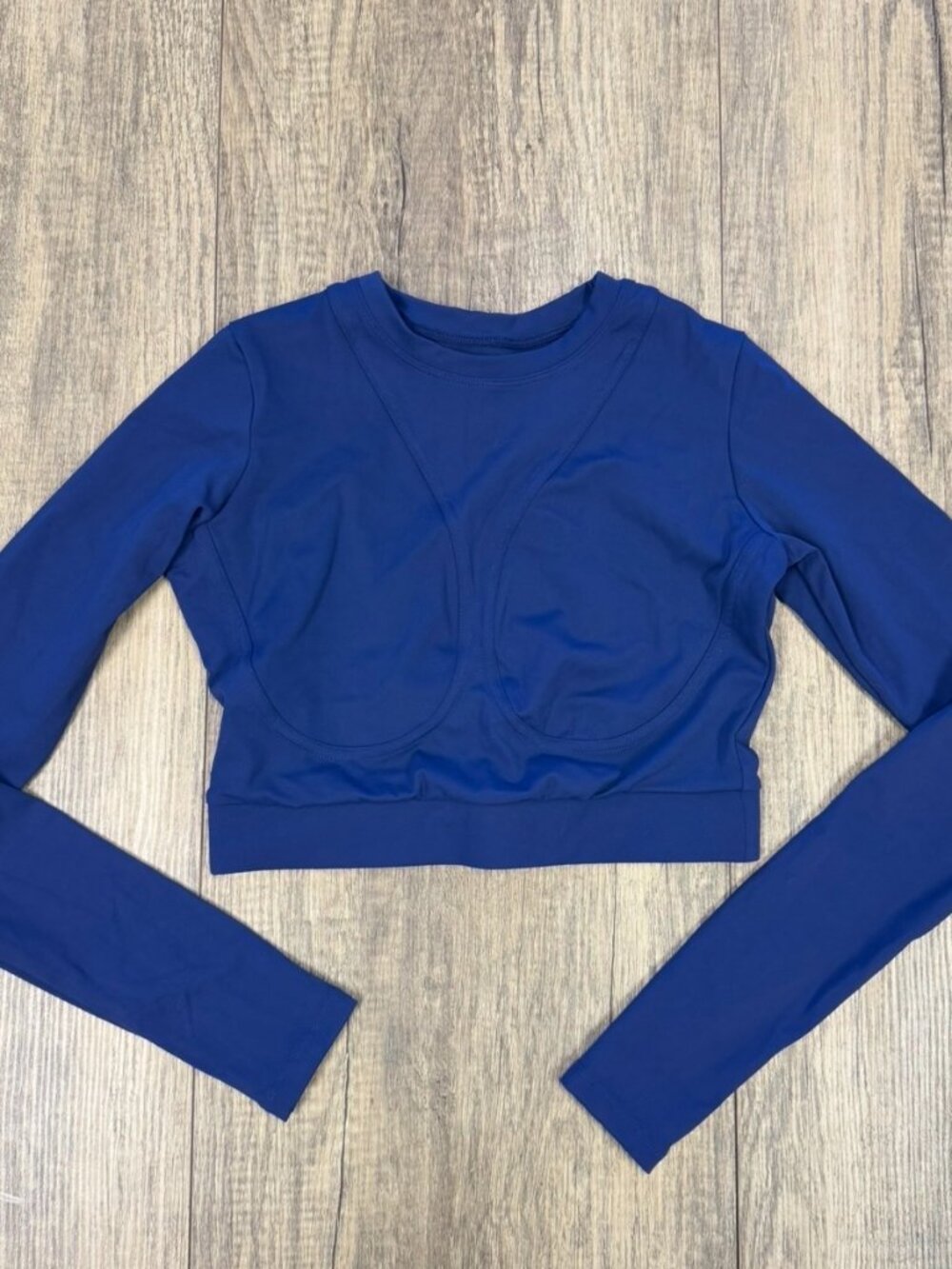 Long sleeve sculpt crop top- Navy Blue